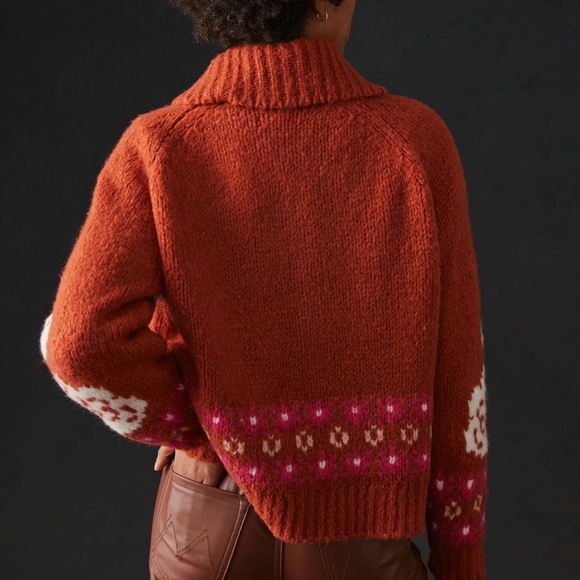 Maeve X Anthropologie zip sweater with adorable swans! Size medium petite - Picture 2 of 9